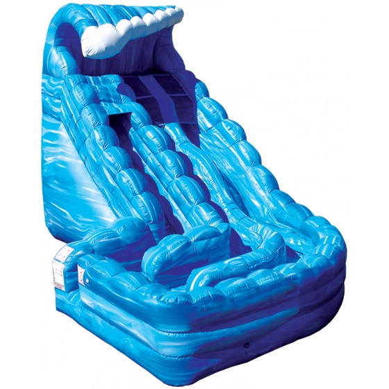 Blue wave inflatable water slide